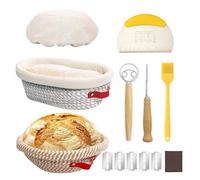 Banneton Bread Proofing Basket Set, Oval & Round Bread Baskets with Liners & Covers for Artisan Bread Baking, Sourdough Starter Kit, Sourdough Bread Baking Supplies