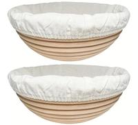 Banneton Bread Proofing Basket Set, Sourdough Starter Kit, 2 Pack 9 Inch Round Sourdough Bread Proofing Baskets Bread Making Accessories, Sourdough Bread Baking Supplies, Bread Basket Baking Gifts