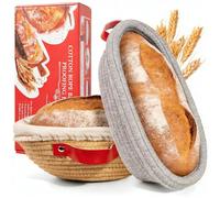 Banneton Proofing Basket, 9" Round & 10" Oval Sourdough Bread Proving Basket with Liner & Cover | Cotton Rope Sourdough Starter Baskets Baking Accessories, Artisan Baking Gifts for Women, Wife, Bakers