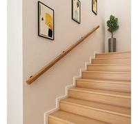 Bannister Rail for Stairs, Wood Handrail - Complete Kit Wood Stair Handrails Home Against The Wall Indoor Loft Elderly Railings Handrails Corridor Support Rod Stair Parts 9FT/3 Segment