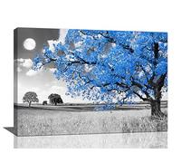 banonaty Blue Tree Wall Art Tree of Life Moon Night Pictures Wall Decor Large Canvas Prints Horizontal Framed Artwork Paintings Home Office Decorations For Living Room Bedroom 24""x16""