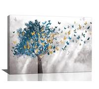 banonaty Tree Of Life Wall Art Tree Butterfly Pictures Wall Decor Large Canvas Prints Horizontal Framed Artwork Paintings Home Office Decorations For Living Room Bedroom 24""x16""