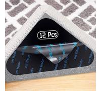 banpa Anti-Slip Rug Gripper for Carpet, Washable & Reusable Anti Curling Rug Pads for Laminate, Wooden, Tile Floors Triangle Rug Stickers (Pack of 12)