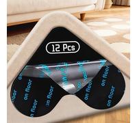 banpa Anti-Slip Rug Gripper for Carpet, Washable & Reusable Heart-shaped Anti Curling Rug Pads for Laminate, Wooden, Tile Floors Triangle Rug Stickers (Pack of 12)
