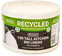 Banquet Recycled Tie Handle Tall Kitchen Bin Liners, 100 Bags by Kandy Collection
