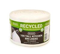 Banquet Recycled Tie Handle Tall Kitchen Bin Liners - 100-Pack, 50L Capacity, Eco-Friendly, Hygienic, and Versatile - Ideal for Home and Commercial Waste Management