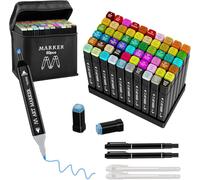 Banral 60 Colours Marker - Felt Tip Pen Set - Permanent Marker - Twin Tip Marker Pens Quick Drying Felt Tip Pens with Carry Bag Storage Base for Beginners, Highlighting, Sketching, Drawing, Manga