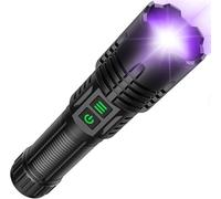 Banral UV High Lumens Torch Flashlight Rechargeable, 2-in-1 Powerful Blacklight LED Torch, Tactical 6 Modes Super Bright Waterproof Zoomable Detector Torch for Pet Urine Curing Resin Camping