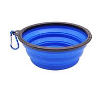 BANSHAN Collapsible Travel Silicone Dog Cat Bowl Portable Pet Food Water Bowl 1000ml, Feeding trough Portable Drinking Water Drinker with Water Hook, Easy to Carry, Save Space (Blue)