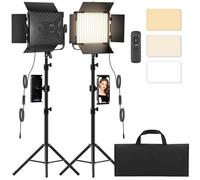 BANSINE Photography Video Continuous Output Lighting Kit, 2 Pack Upgraded Bi-Color LED Lights with Dimmable 2500k-8500k, 79'' Light Stand, Remote Control & Diffuser