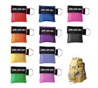 Bansusu 10PCS CPR Face Shields Keychains, CPR Face Shield Mask Portable CPR Mask Keychain, Emergency Rescue Masks with One-Way Valve CPR Face Shield Pocket Mask for First Aid & AED Training