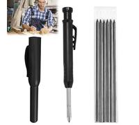 Bansusu 1PCS Mechanical Carpenters Pencil Heavy Duty Builders Pencil Solid Carpenter Pencils Long Nosed Deep Hole Woodworking Pencils with 6 Refills for Builders Construction Architect Woodworking