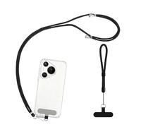 Bansusu 1Set Cell Phone Lanyard 1 Pcs Adjustable Neck Strap and 1 Pcs Wrist Strap 2 Pcs Pads Safety and Durable Phone Lanyard Universal Crossbody Multifuctional Compatible with Most Smartphones Black