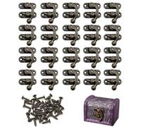 Bansusu 20Pcs Antique Right Latch Hook Mini Box Clasp Bronze Turn Button Latch Vintage Style Lock Latches Swing Lock Clasp with Matching Screws for DIY Wine Gift Jewellery Wooden Boxes Decoration
