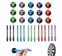 Bansusu 30Pcs Dart flights and Stems Sets Durable Metal Dart Stems Color Darts Flights and Stems Pack Increase Speed and Reduce Drag for Indoor Dart Games