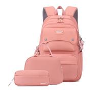 Bansusu 3Pcs Pink Kids Backpack and Lunch Bag Set for Girls, Solid Color School Bag Plain Backpack with Lunchbox, Pink