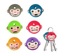 Bansusu 6PCS Key Caps Cartoon Key Cap Cover Cute Monkey Key Cover Soft Glue Monkey Key Covers for House Keys Easy Identifying Door Key for Most House Keys