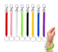Bansusu 8 Pcs Stretchy Spiral Keyring Retractable Elasticity Keyring Chain Colourful Plastic Springs Keychain with Lobster Clasp for Work School Wallet Cellphone ID Card Backpack Outdoor Activities