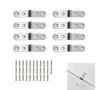 Bansusu 8PCS 180 Degree Hinge Folding Flip Hinges, Iron, White-Nickel, 7.6x1.0x2.0cm, 4 Holes, Sliver