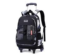 Bansusu Boys Rolling Backpacks for School Elementary Capacity Kids Bookbags with 6 Wheels, A-6 Wheels-alphabet, M, Daypack Backpacks