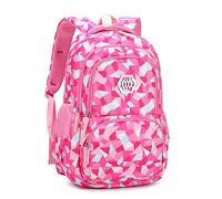 Bansusu Geometric Backpacks for Girls School, Capacity School Kids Backpacks for Girls Elementary BookBags, Rose-L