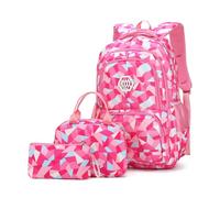 Bansusu Geometric-Print Backpack and Lunch-Bag Set for Girls Middle-School Elementary Bookbags
