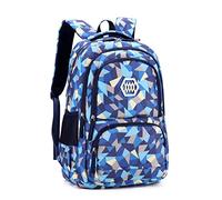 Bansusu Geometric Print Backpacks School-Bag for Boys Primary School Kids Backpacks Elementary Bookbags, Blue-S