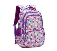 Bansusu Geometric-Print Childrens Backpacks for Girls School Elementary, Capacity Purple School Bags Bookbags for Girls Kids, Purple-S