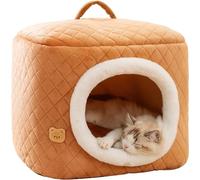 BANTASE Cat Bed, Cute Pet, Warm And Super Soft Creative, Cave House, Calming, For Small Dogs And Cats(Braun,Small)