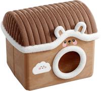 BANTASE Cat Bed Small Dog,Plush Cover Self Warming Soft Calming Nest Kitten Puppy With Non-Slip Bottom Machine Washable For Under 7kg Pet(B,L)