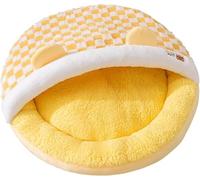 BANTASE Cat Bed, Washable Round, Comfy Durable Pet Sleeping Shelter With Non-Slip Bottom, Soft Plush Dog Cushion(B,Large)