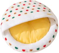 BANTASE Cat Bed, Washable Round, Comfy Durable Pet Sleeping Shelter With Non-Slip Bottom, Soft Plush Dog Cushion(A,Medium)