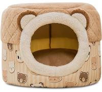 BANTASE Cat Cave Bed Fluffy Dog House Cuddly Soft Large For Indoor Pet Sofa With Cushion(Braun,Small)