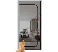 BANTASE Cat Screen Door Pets Proof Screen Door Shielding Mesh Net Door Curtain With Hook And Loop Tape Prevent Small Pets From Scratching For Doorways Bedroom Kitchen Patio(Black,100x220cm)