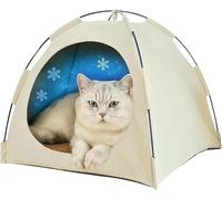 BANTASE Dog House, Indoor Warm And Cozy Cat Cave Bed, Foldable Cute Cat House,With Cooling Pad Comfortable Pet House For Puppy(C,Large)