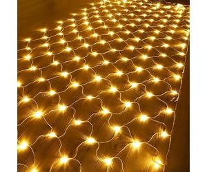 BANTASE Net Lights Outdoor For Garden 6x4M - Waterproof Tree Bushes Net Lights With 8 Modes - Gazebo Lawn Lights For Halloween Decor(Warm White,3m x 2m 200led)
