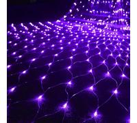 BANTASE Net String Lights Halloween 1.5 X .5M Mesh Fairy 8 Modes 96 LEDs Light with Remote Weatherproof Curtain for Garden Christmas(Purple,6m x 4m 700led)