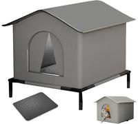 BANTASE Outdoor Cat House Waterproof, Shelter, Elevated Pet With Sponge Layer & Raised Floor, For Backyard & Garden(A,Small)