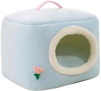 BANTASE Pet Cave Bed, Cat Nest Inner Cushion, Soft Plush Donut Cuddler, Fluffy Washable Kitten(Blau,Medium)