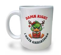 Banterous Christmas Ceramic Mug, 11 fl oz, Dishwasher Safe, White (Damn Right, I Hate Christmas)