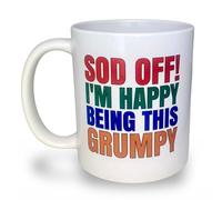 Banterous | Sod Off! I’m Happy Being This Grumpy Mug | Grandad Gifts, Dad, Father’s Day, Christmas Novelty Mug, Funny Gifts, Perfect Birthday Present, Funny Mugs for Men, Made in UK (White)