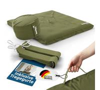 banters Meditation Cushion Set with Kapok Filling, Organic Cotton, Zafu & Zabuton, Height Adjustable, Washable, Includes Carry Straps (Green)