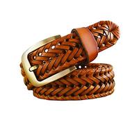 Bantopgong Leather Braided Belt Men Leather Waist Strap Men Jeans Casual Belt 3.3 cm Clothing Accessories, Brown, 110cm