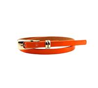Bantopgong Women Leather Belt Metal Buckle Belt Thin Waistband Ladies Jeans Adjustable Belts for Women's Clothing Accessories, Orange, 103cm