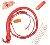 Bantoro Crafts 3-Foot / 0.91 Meter Red Leather Snake Whip with Loud Cracking Sound, 16-Plait Braided Design, Shot Loaded/Bullwhip