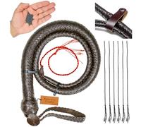 Bantoro Crafts 3 ft Leather Snake Whip with Weighted Metal Core, 12 Plait Top Grain Cowhide, Shot Loaded Thong, Flexible No Handle Design, Waist Holder and 6 Extra Crackers (Brown)
