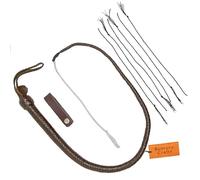 Bantoro Crafts 3 ft Leather Snake Whip with Weighted Metal Core, 16 Plait Top Grain Cowhide, Shot Loaded Thong, Flexible No Handle Design, Waist Holder and 6 Extra Crackers (Brown)