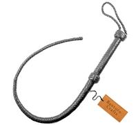 Bantoro Crafts 3ft Cowhide Leather Bullwhip - 8 Plaits, Single Tail, Dragon Tail Flogger, Equestrian Braided Whip, Paddle Riding Crop - 0.90 Meter (Black)