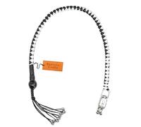Bantoro Crafts Biker Whip 42" Motorcycle Get Back Whip - Genuine Leather Handlebar Accessory with Quick Release Buckle, High Visibility Biker Gear (White and Black)