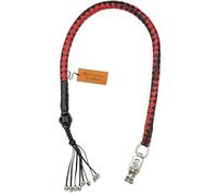 Bantoro Crafts Biker Whip 42" Motorcycle Get Back Whip - Genuine Leather Handlebar Accessory with Quick Release Buckle, High Visibility Biker Gear (Red and Black)